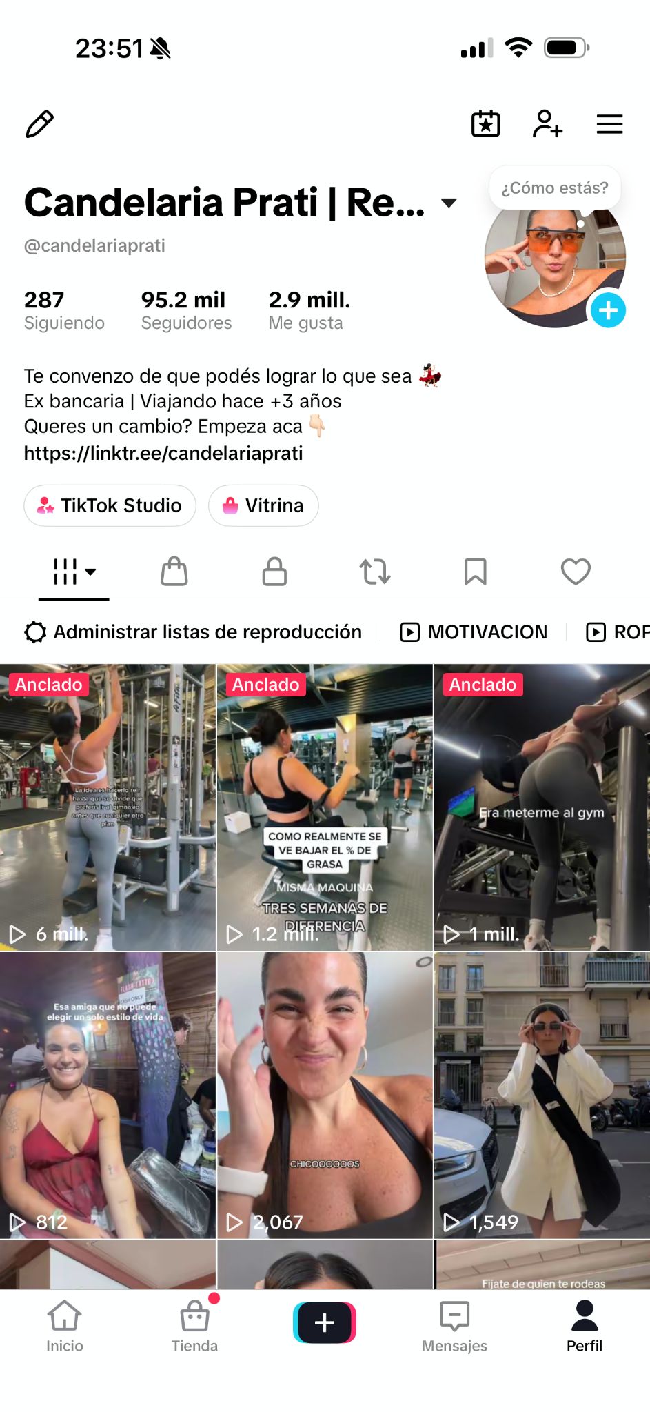 @candelariaprati 100K TikTok followers, organically.